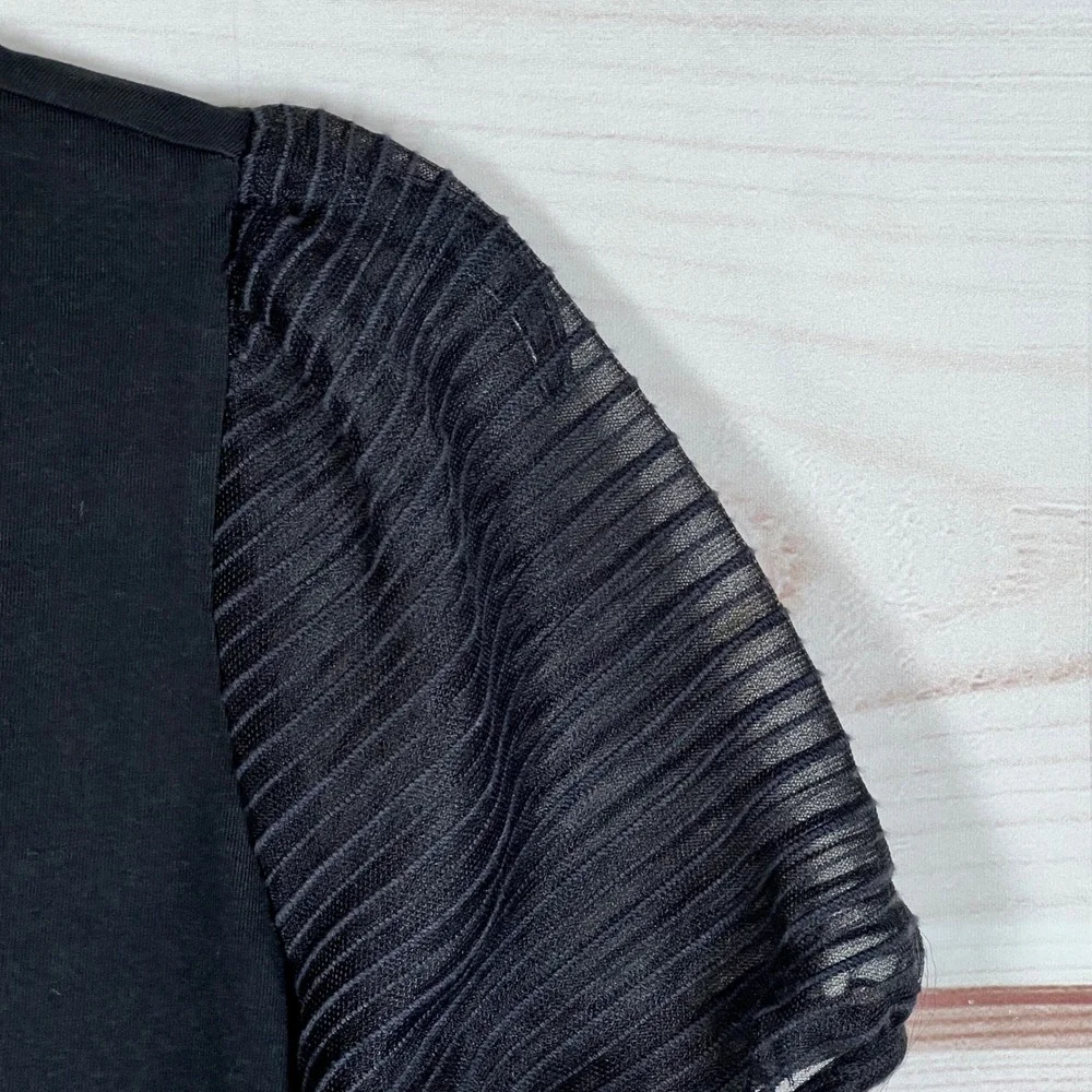 Madewell Puff Sleeve Top Womens XS Black Round‎ Neck Solid Knit Pullover T-Shirt